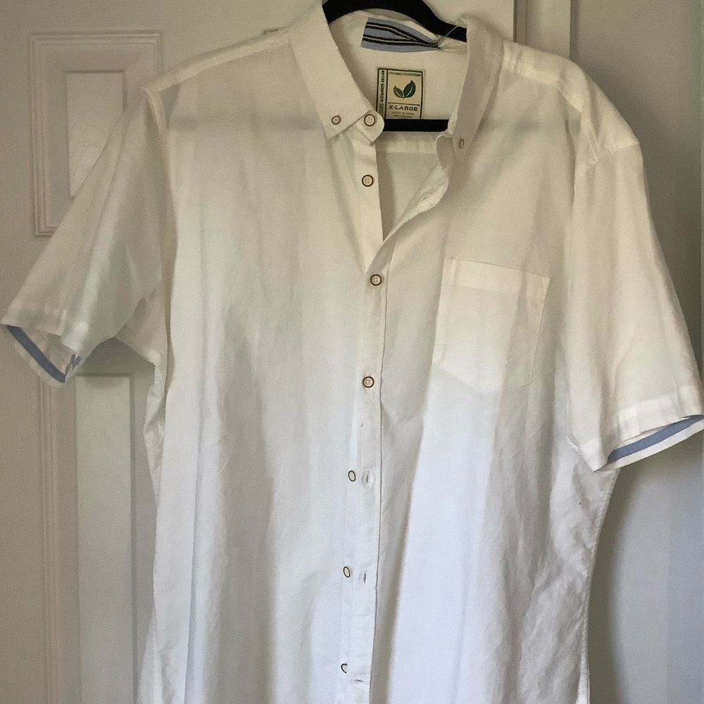 Men's 100% cotton short sleeve button down collar shirt XL Alexander Julian